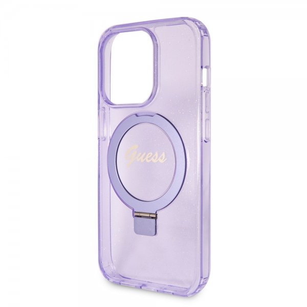 iPhone 15 Pro Skal Ring Stand Glitter MagSafe Lila