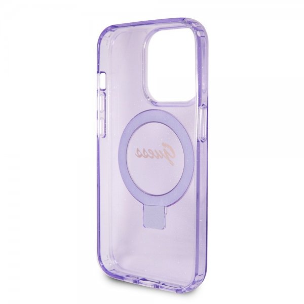 iPhone 15 Pro Skal Ring Stand Glitter MagSafe Lila