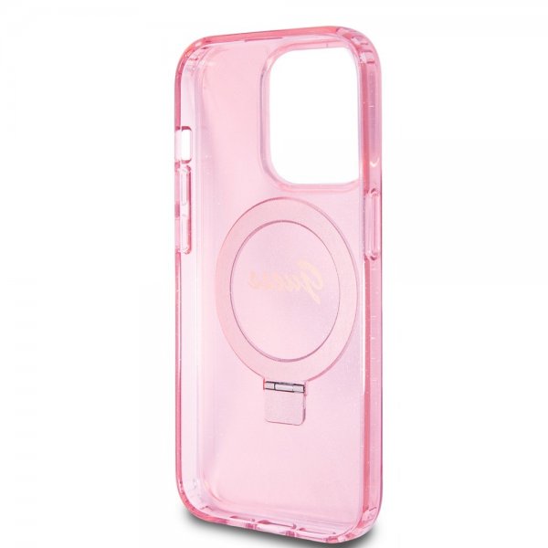 iPhone 15 Pro Skal Ring Stand Glitter MagSafe Rosa