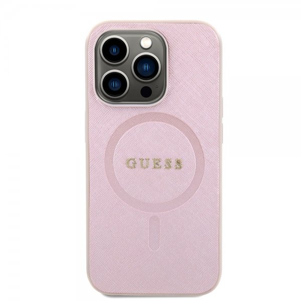 iPhone 15 Pro Skal Saffiano MagSafe Rosa