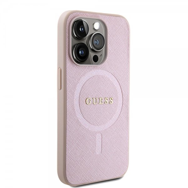iPhone 15 Pro Skal Saffiano MagSafe Rosa