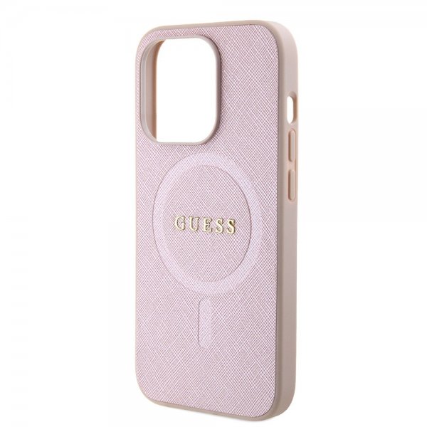 iPhone 15 Pro Skal Saffiano MagSafe Rosa