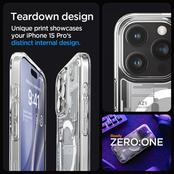 iPhone 15 Pro Skal Ultra Hybrid Zero One MagFit Vit