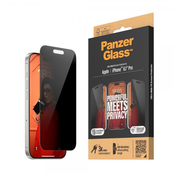 iPhone 15 Pro Skärmskydd Ultra-Wide Fit Privacy EasyAligner