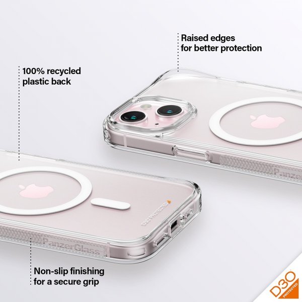 iPhone 15 Skal HardCase MagSafe D3O Transparent