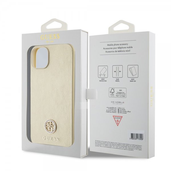 iPhone 15 Skal Metal Logo Strass Guld
