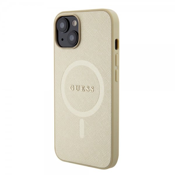 iPhone 15 Skal Saffiano MagSafe Beige