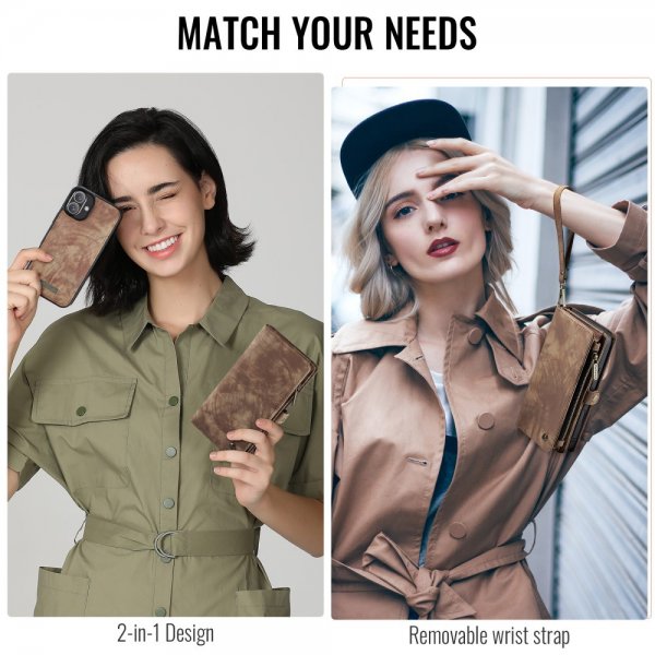 iPhone 16 Fodral 008 Series Löstagbart Skal Brun