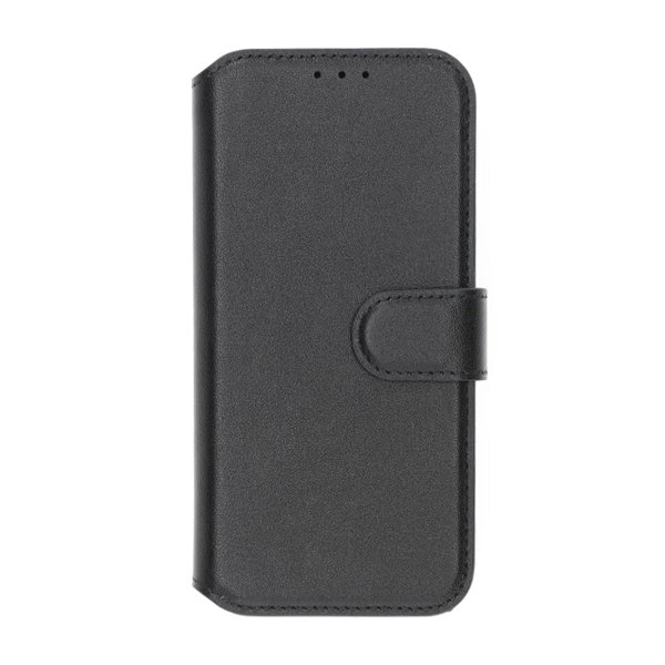 iPhone 16 Fodral Äkta läder Kortfack Svart