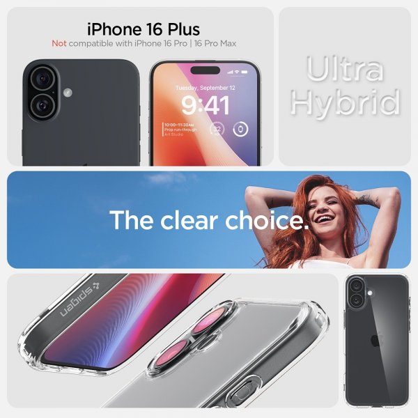 iPhone 16 Plus Skal Ultra Hybrid Crystal Clear