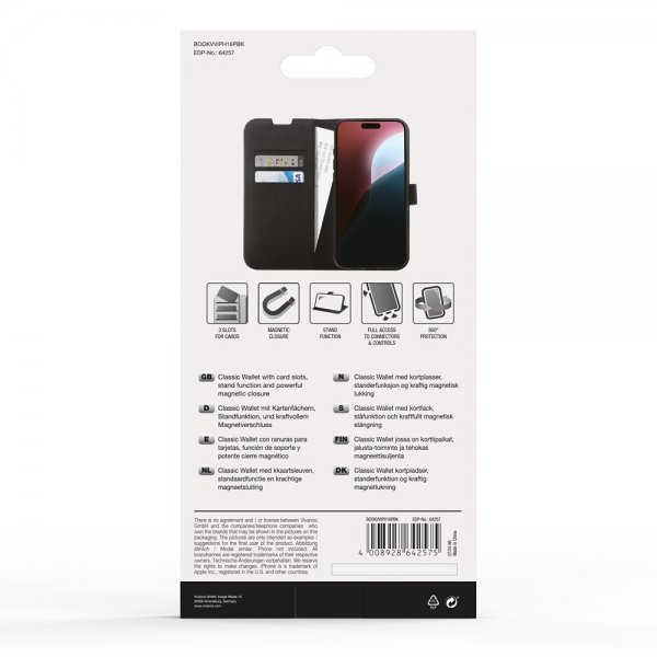 iPhone 16 Pro Fodral Classic Wallet Svart