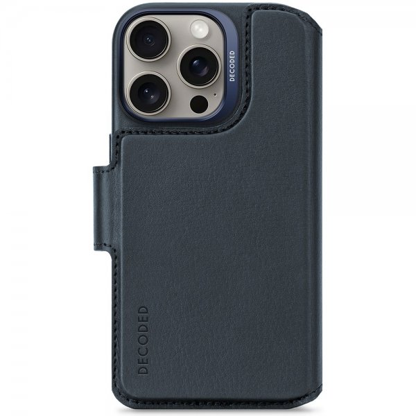 iPhone 16 Pro Fodral Leather Detachable Wallet Navy