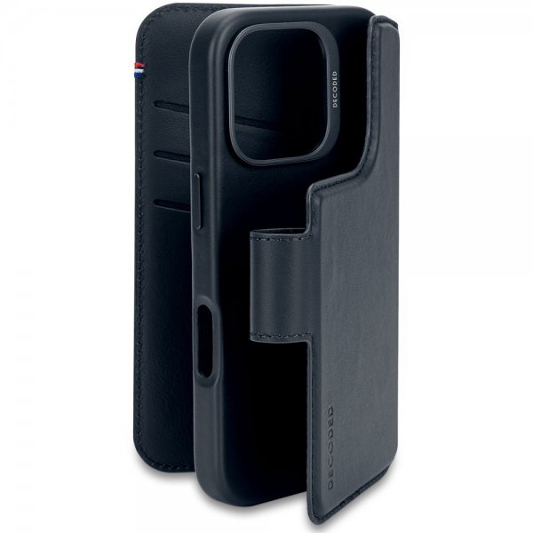 iPhone 16 Pro Fodral Leather Detachable Wallet Navy