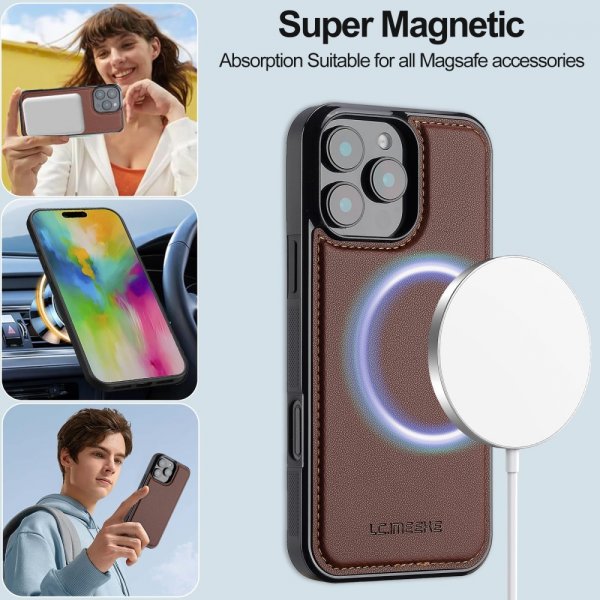iPhone 16 Pro Max Fodral med Löstagbart Skal L2 Series MagSafe Brun