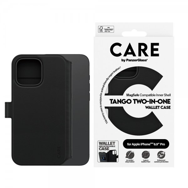 iPhone 16 Pro Max Fodral Tango Two-in-One Wallet MagSafe Svart