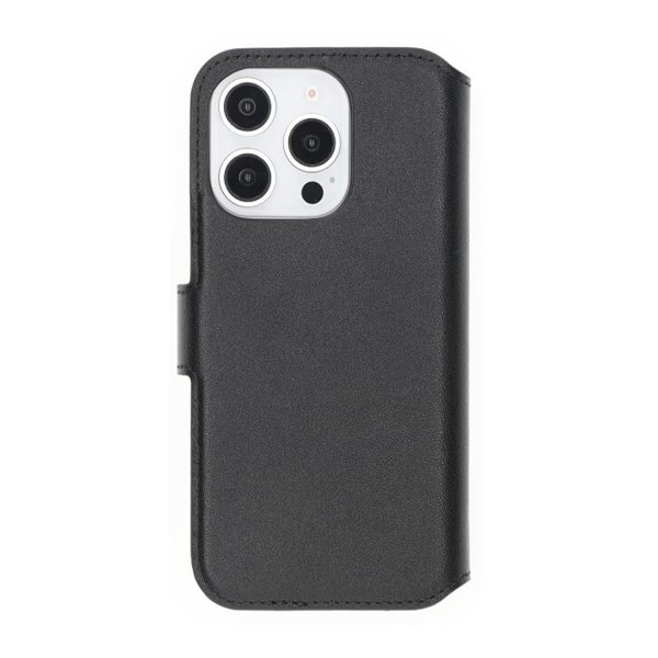 iPhone 16 Pro Max Fodral Äkta läder Kortfack Svart