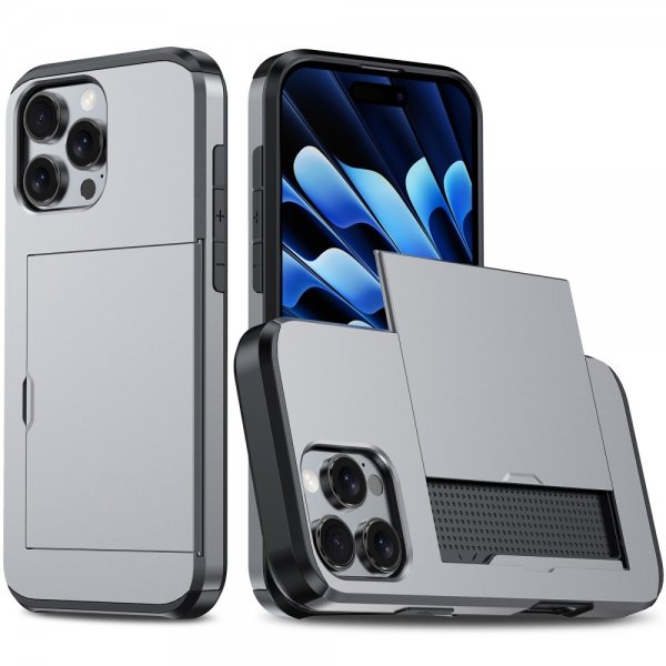 iPhone 16 Pro Max Skal Card Slide Grå