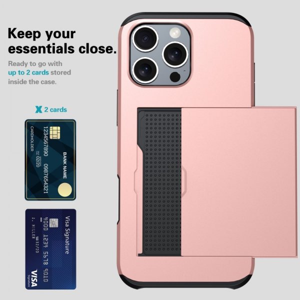 iPhone 16 Pro Max Skal Card Slide Roseguld