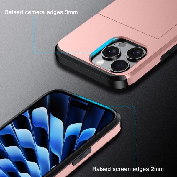 iPhone 16 Pro Max Skal Card Slide Roseguld