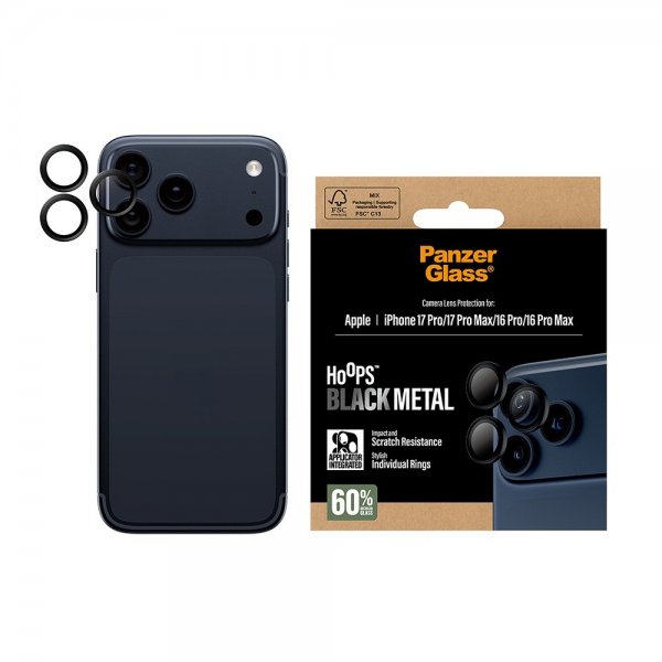 iPhone 16 Pro/Pro Max/17 Pro/Pro Max Kameraskydd Hoops Svart