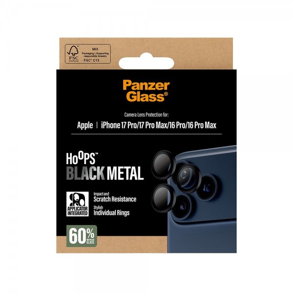 iPhone 16 Pro/Pro Max/17 Pro/Pro Max Kameraskydd Hoops Svart