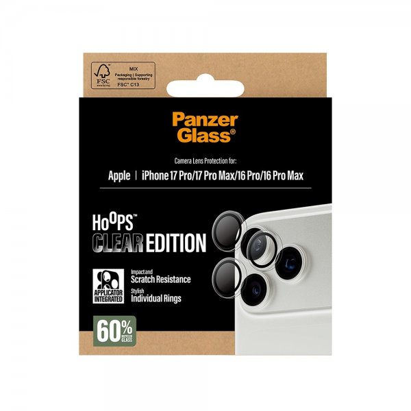 iPhone 16 Pro/Pro Max/17 Pro/Pro Max Kameraskydd Hoops Transparent