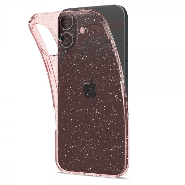 iPhone 16 Skal Liquid Crystal Glitter Rose Quartz