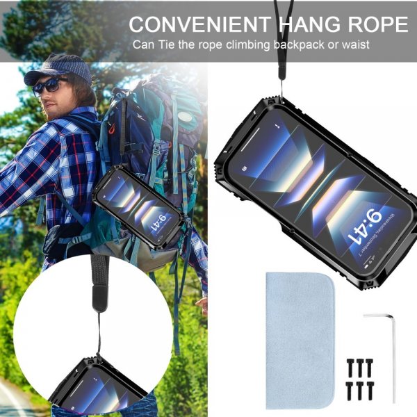 iPhone 16 Skal Metall Stöttåligt Svart