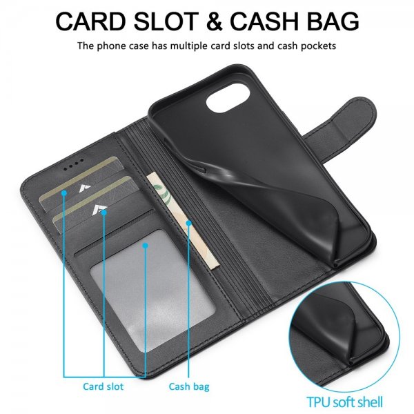 iPhone 16e/17e Fodral med Kortfack Stativfunktion Svart