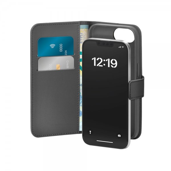 iPhone 16e/17e Fodral Wallet Stand Svart
