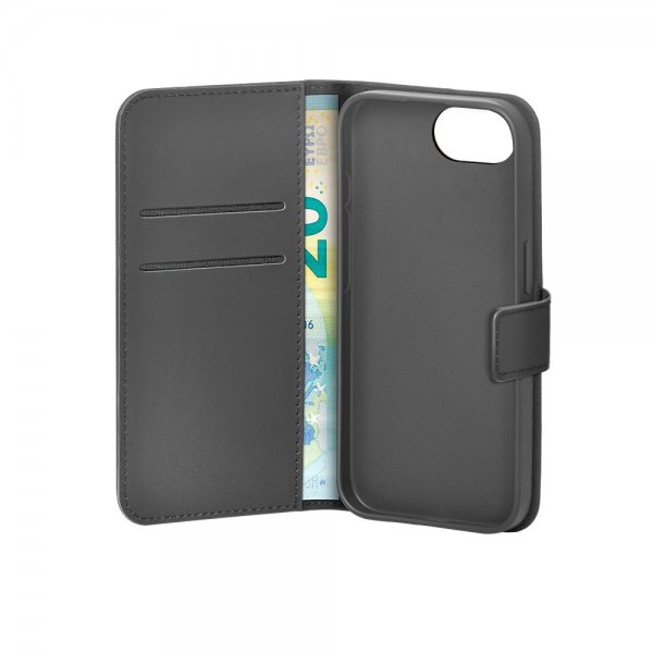 iPhone 16e/17e Fodral Wallet Stand Svart