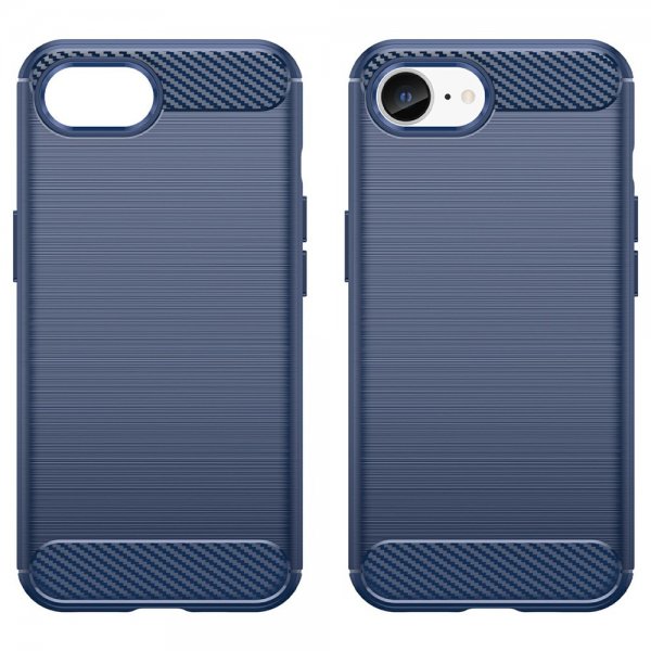 iPhone 16e/17e Skal Borstad Kolfibertextur Blå