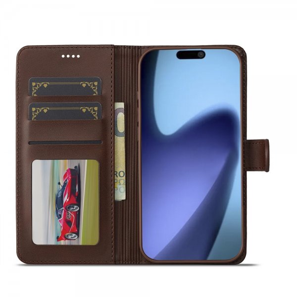 iPhone Air Fodral med Kortfack Stativfunktion Mörkbrun
