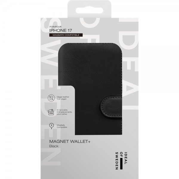 iPhone 17 Fodral Magnet Wallet+ MagSafe Svart