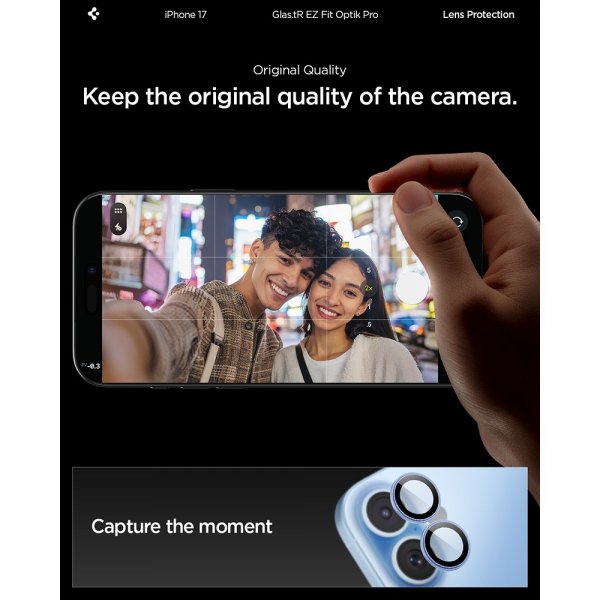 iPhone 17 Kameraskydd GLAS.tR EZ Fit Optik Pro 2-pack Blå