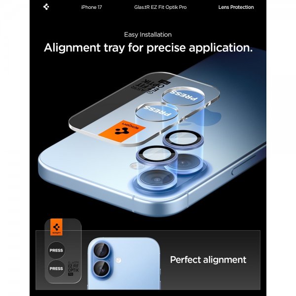 iPhone 17 Kameraskydd GLAS.tR EZ Fit Optik Pro 2-pack Blå