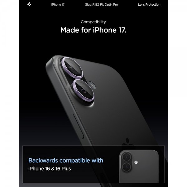 iPhone 17 Kameraskydd GLAS.tR EZ Fit Optik Pro 2-pack Lila