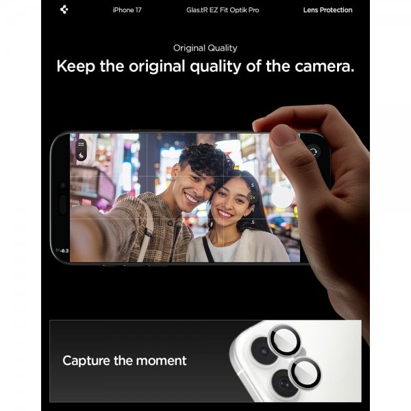 iPhone 17 Kameraskydd GLAS.tR EZ Fit Optik Pro 2-pack Silver