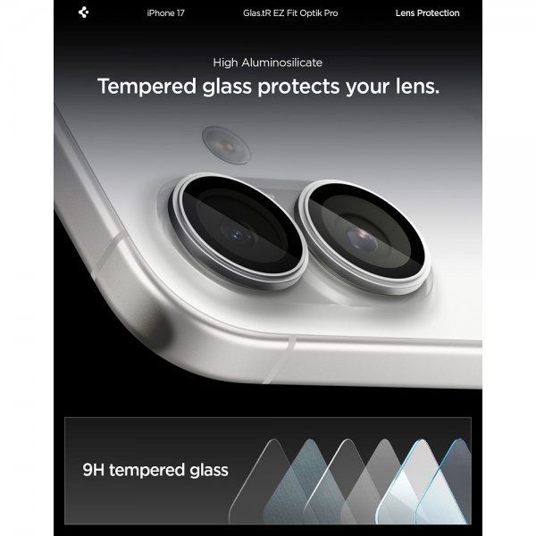 iPhone 17 Kameraskydd GLAS.tR EZ Fit Optik Pro 2-pack Silver