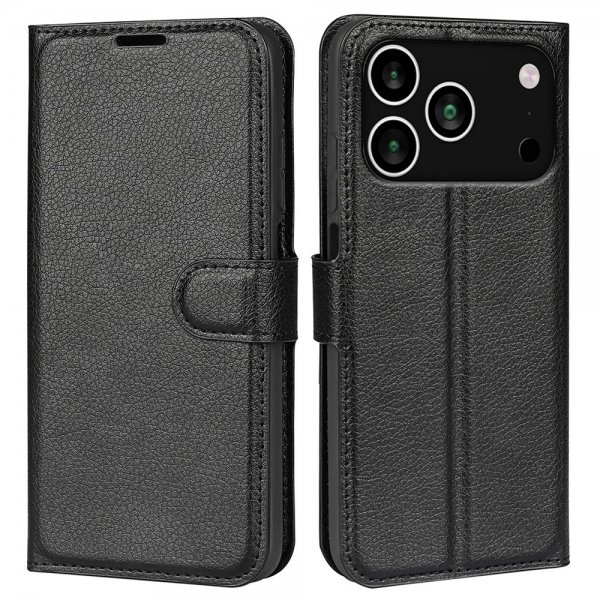 iPhone 17 Pro Max Fodral Litchi Svart