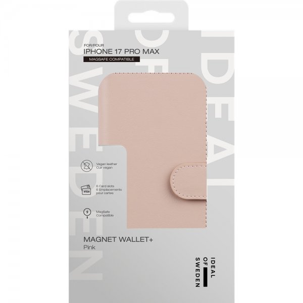 iPhone 17 Pro Max Fodral Magnet Wallet+ MagSafe Rosa