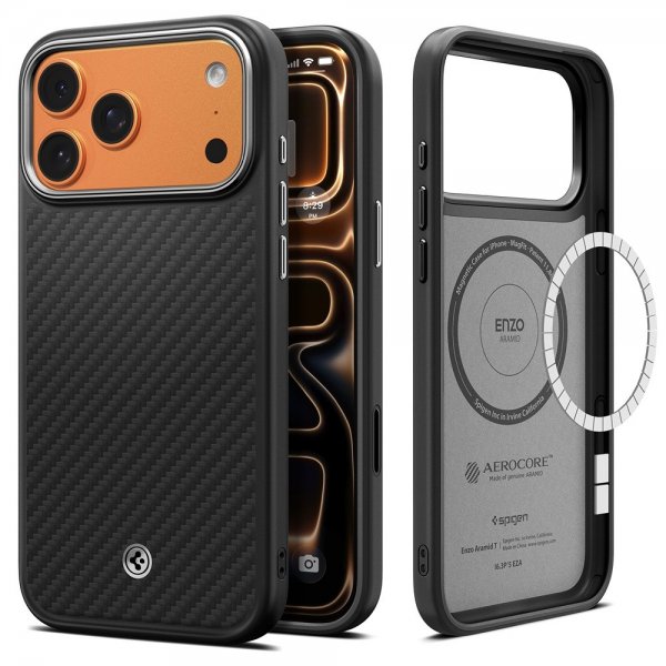 iPhone 17 Pro Max Skal Enzo Aramid T MagFit Svart Silver