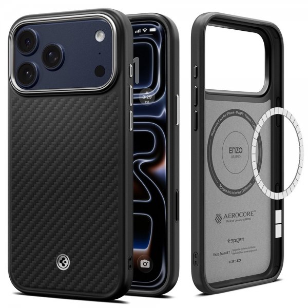iPhone 17 Pro Max Skal Enzo Aramid T MagFit Svart Silver