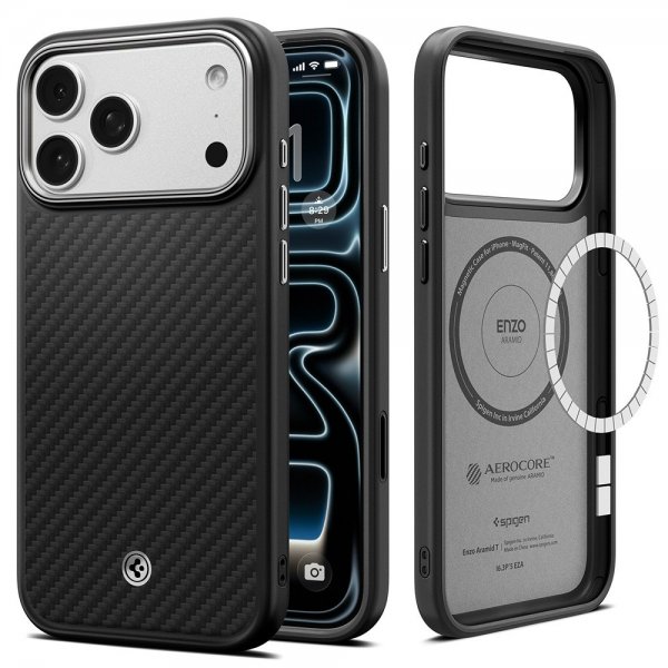 iPhone 17 Pro Max Skal Enzo Aramid T MagFit Svart Silver