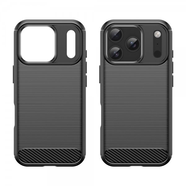 iPhone 17 Pro Skal Borstad Kolfibertextur Svart