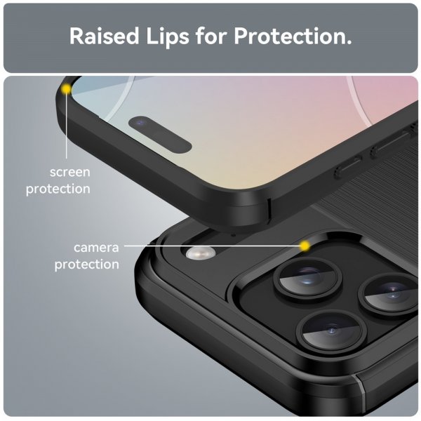 iPhone 17 Pro Skal Borstad Kolfibertextur Svart