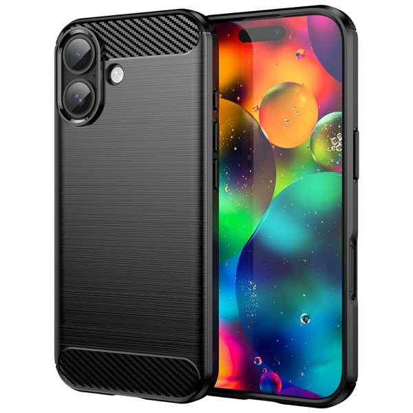 iPhone 17 Skal Borstad Kolfibertextur Svart