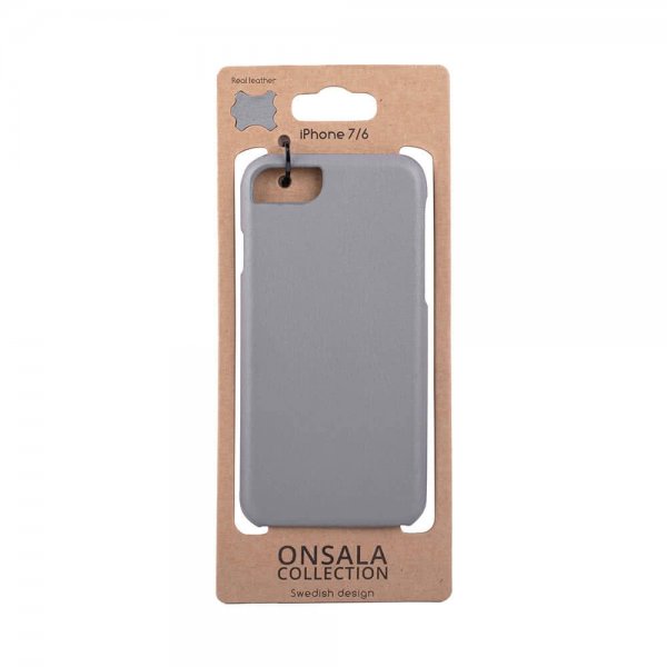 iPhone 6/6S/7/8/SE Skal Äkta Läder Grå
