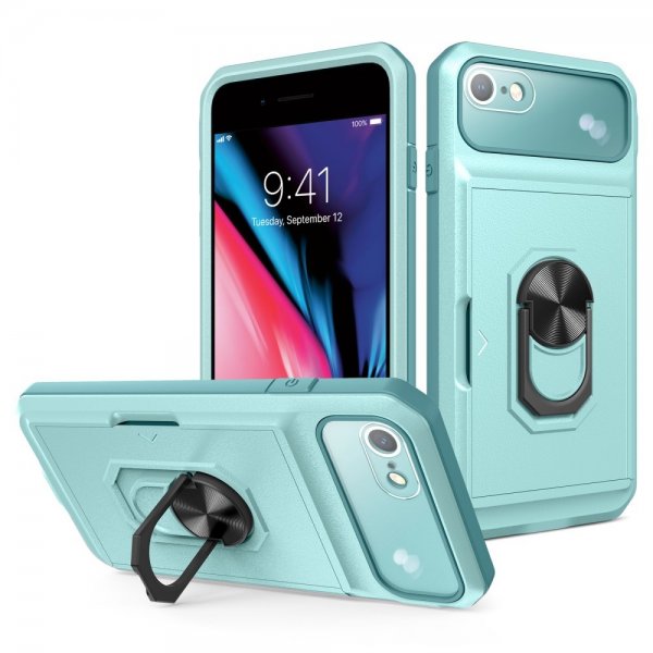 iPhone 7/8/SE Skal med Metallplatta Stativfunktion Grön
