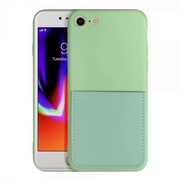 iPhone 7/8/SE Skal Silikon Kortfack Grön
